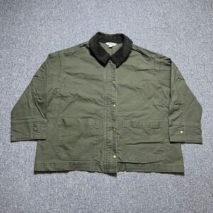 Old Navy Barn Jacket 2X Green Corduroy Collar Canvas Chore Coat Snap Front Mens